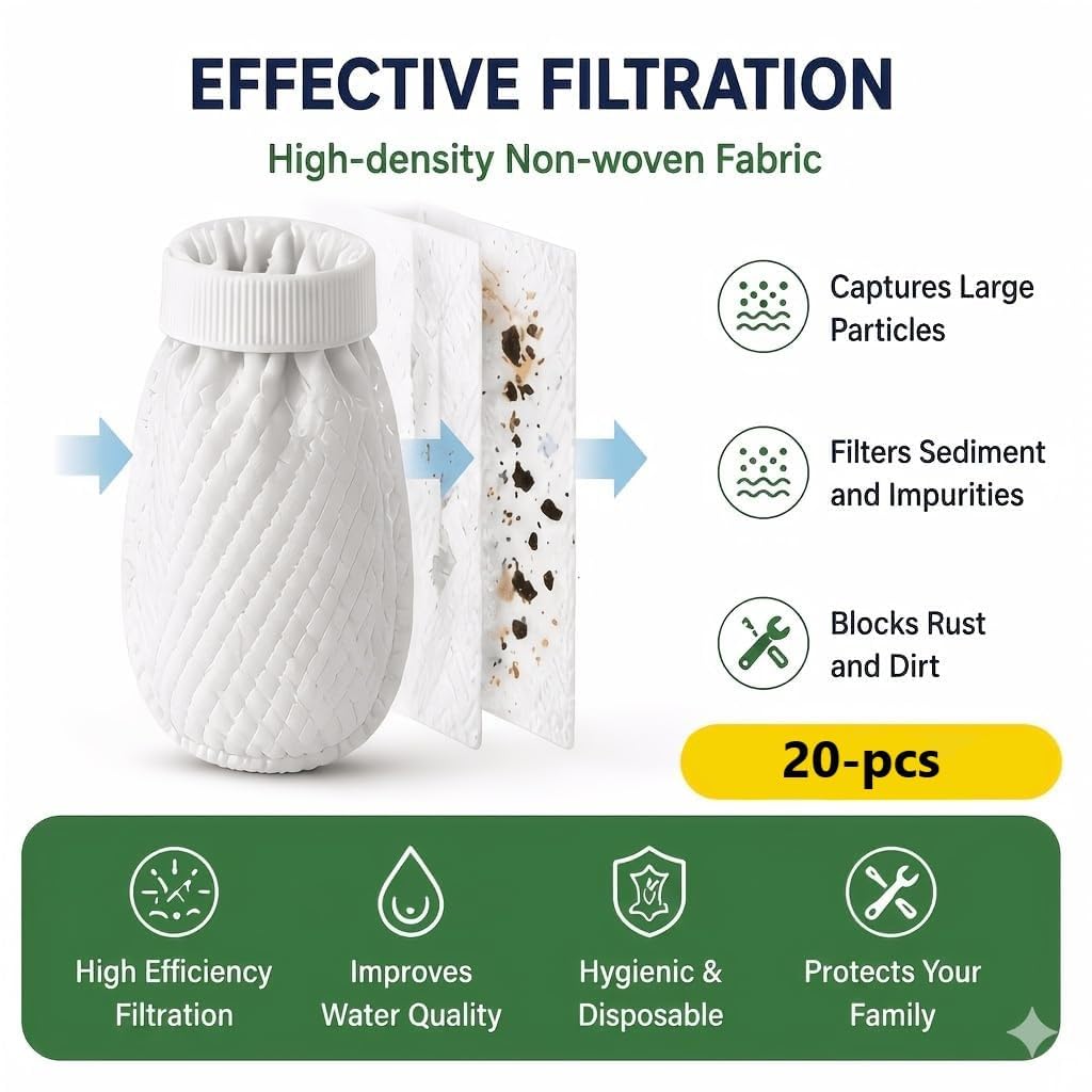 Sink Faucet Water Filter Cotton Pads with Cable Tie-  20 pieces pack
