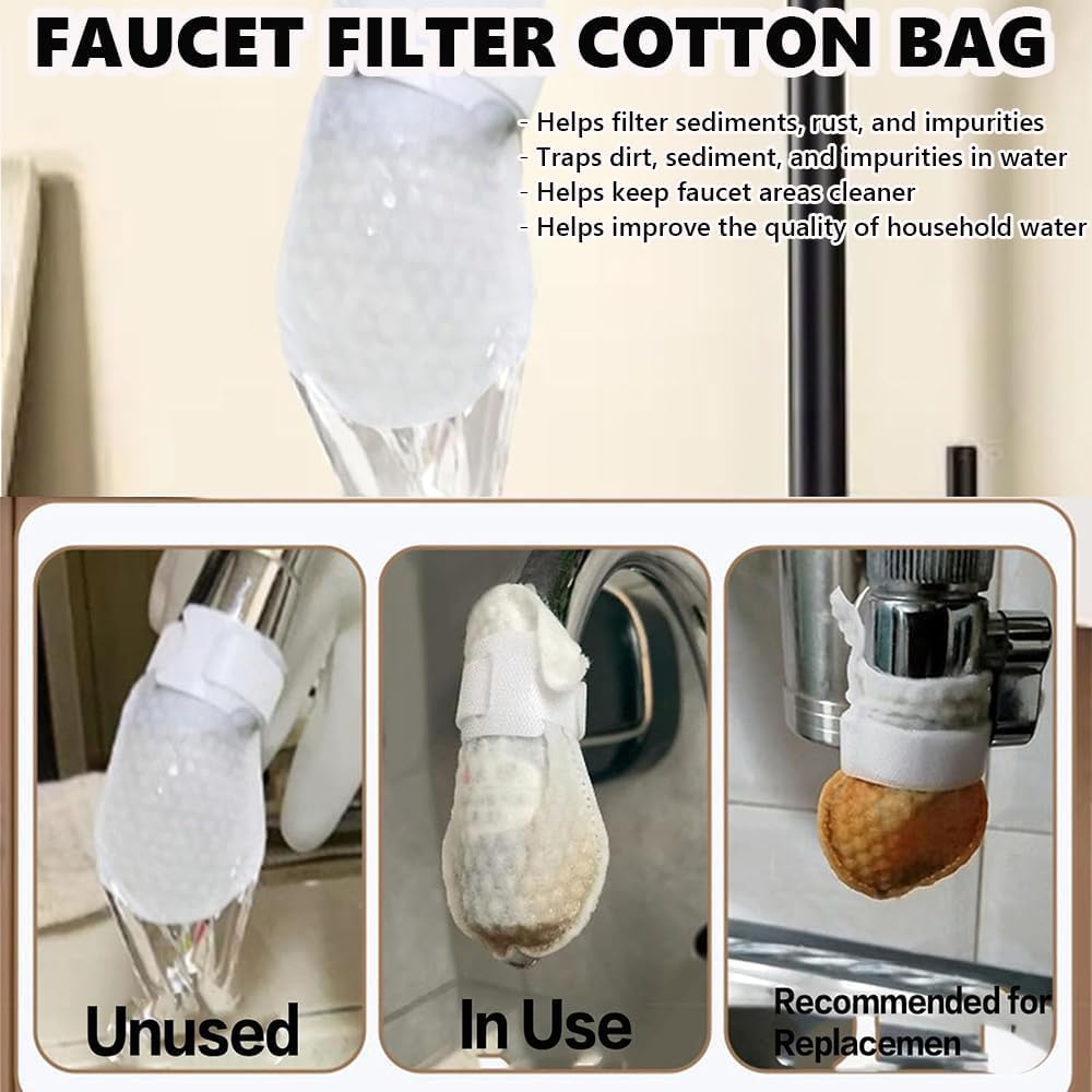 Sink Faucet Water Filter Cotton Pads with Cable Tie-  20 pieces pack