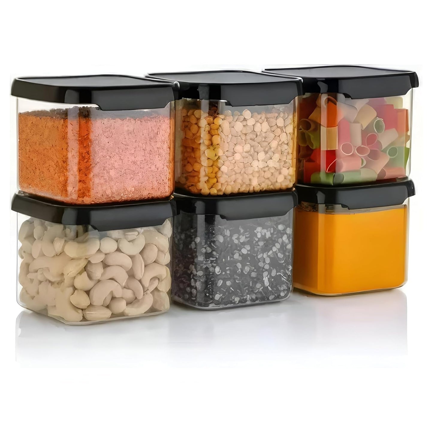 Elexac Cart Plastic Storage Jar & Container Set, pack of 6