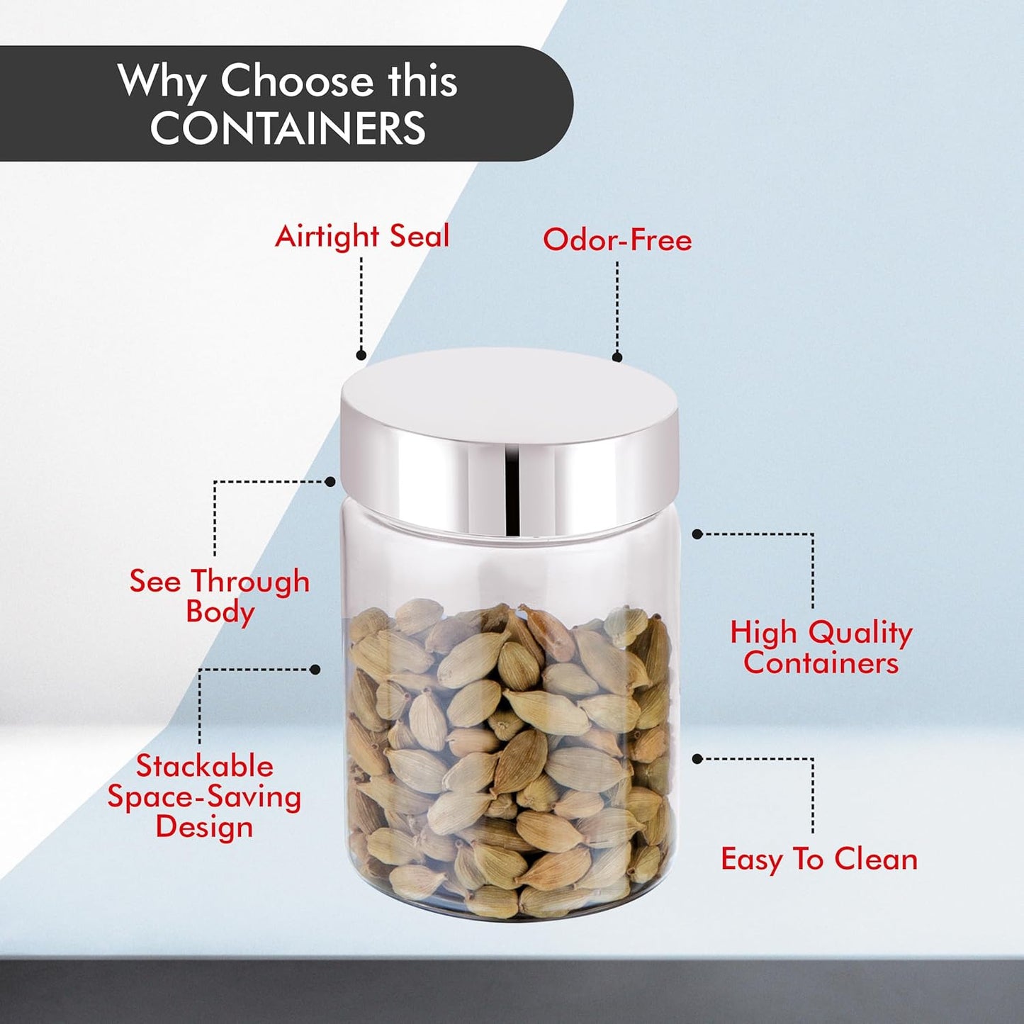 ElexeCart Airtight Kitchen Storage Containers Set with Spoon – BPA-Free Stackable Multipurpose Jars