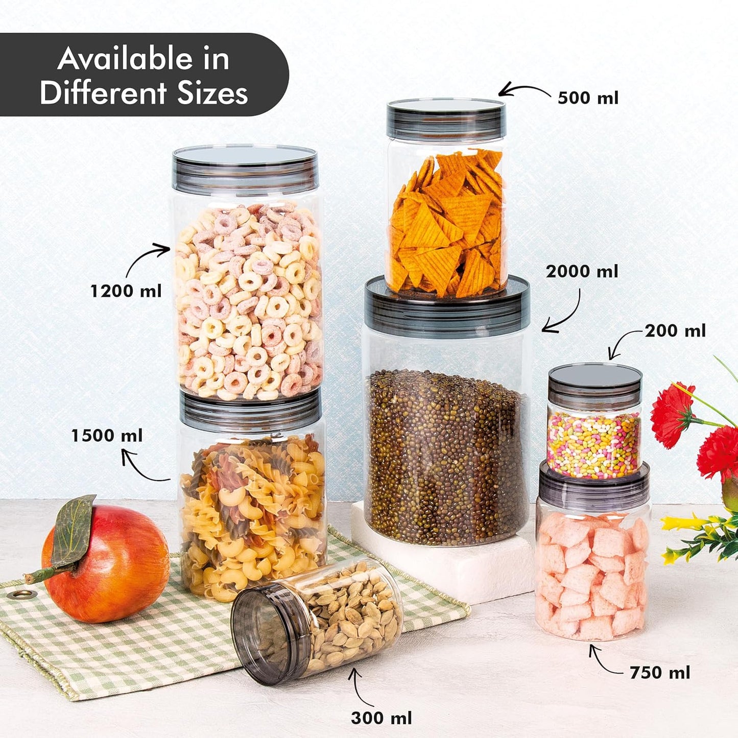 ElexaCart Airtight Kitchen Storage Containers Set – BPA-Free Stackable Pantry Jars for Kitchen Organization