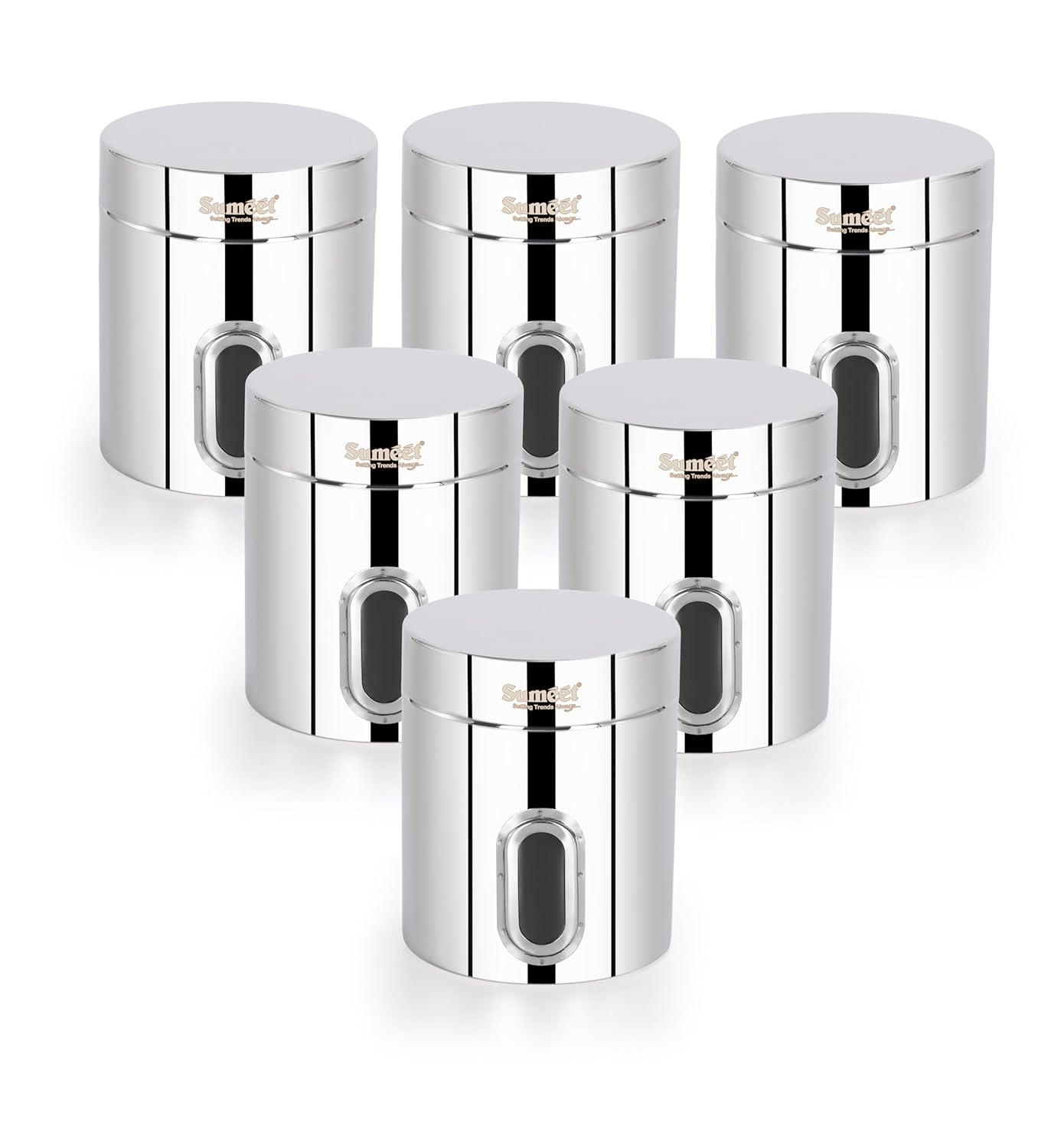 ElexaCart Stainless Steel Kitchen Storage Containers Set – Airtight Stackable Steel Canisters with See-Through Lid