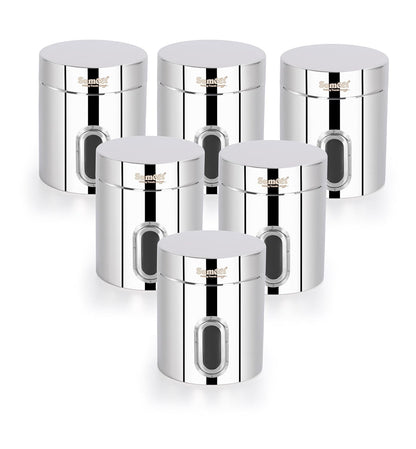 ElexaCart Stainless Steel Kitchen Storage Containers Set – Airtight Stackable Steel Canisters with See-Through Lid