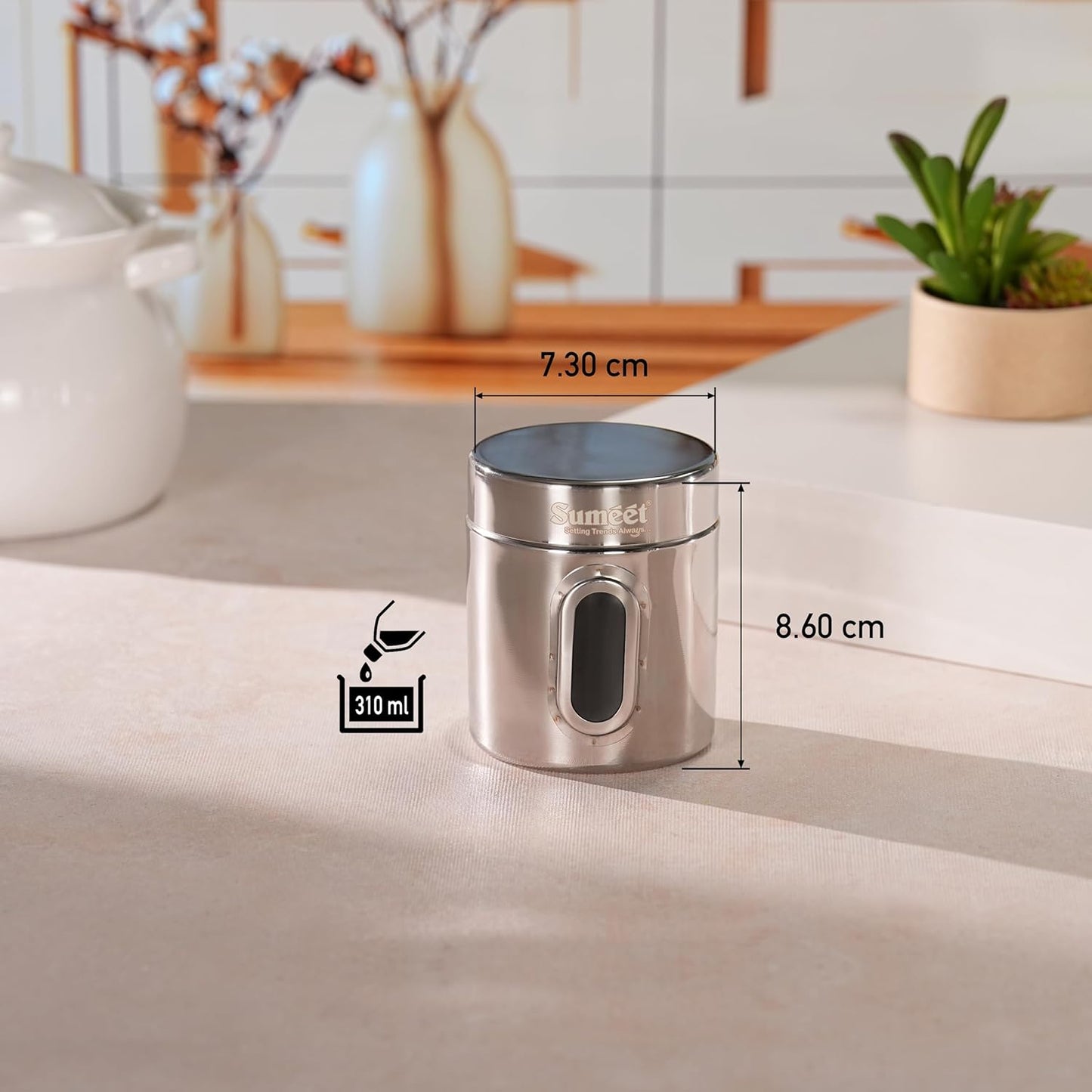 ElexaCart Stainless Steel Kitchen Storage Containers Set – Airtight Stackable Steel Canisters with See-Through Lid